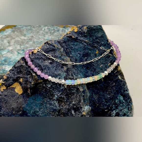 Amethyst, Welo Opal, and  Sterling Silver Gemstone Bracelet * Limited Edition * - Picture 6 of 8